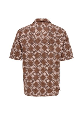 Only & Sons Kahve Erkek Normal Desenli Gömlek 22037200 ONSJOHNSON REG SS 36 SHIRT
