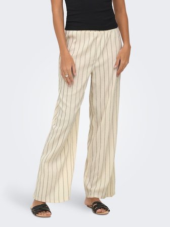 ONLMIKA WIDE LOOSE STRIPE PANT JRS Kadın Gri Pantolon - 15375289