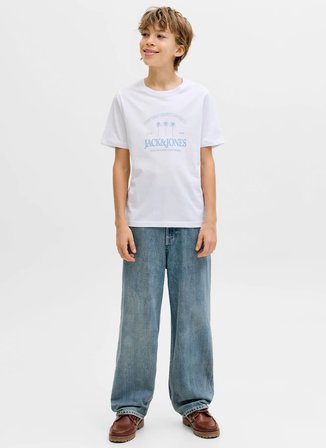 Jack & Jones Beyaz Erkek Çocuk Baskılı T-Shirt 12298349