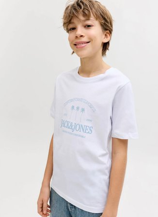 Jack & Jones Beyaz Erkek Çocuk Baskılı T-Shirt 12298349