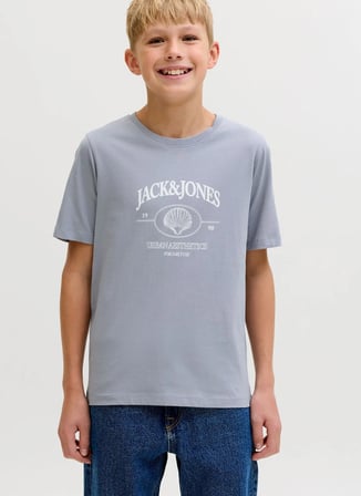 Jack & Jones Gri Erkek Çocuk Baskılı T-Shirt 12298349