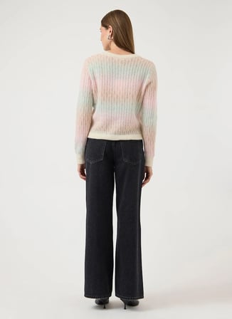 Yas Çok Renkli Kadın V Normal Örgü Kazak YASSPACE LS KNIT CARDIGAN