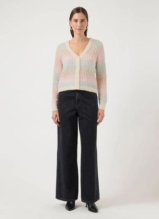 Yas Çok Renkli Kadın V Normal Örgü Kazak YASSPACE LS KNIT CARDIGAN