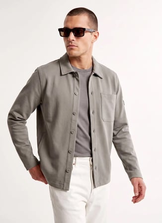 Jack & Jones Yeşil Erkek Rahat Gömlek 12299043 JJAXEL TWILL SWEAT OVERSHI