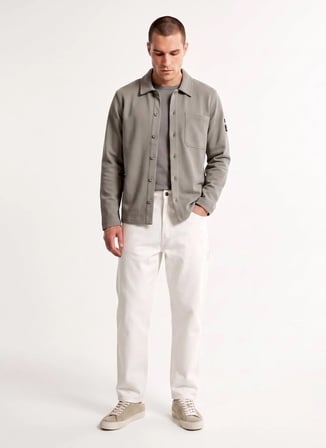Jack & Jones Yeşil Erkek Rahat Gömlek 12299043 JJAXEL TWILL SWEAT OVERSHI