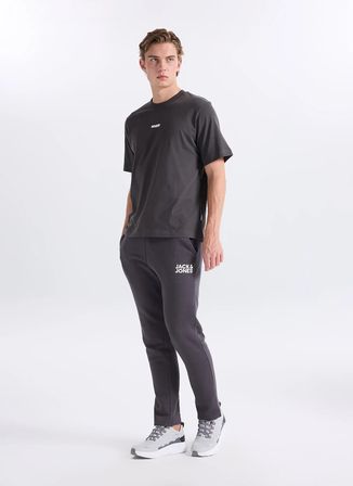 Jack & Jones Gri Erkek Comfort Fit Logo Baskılı T-Shirt 12298984 JCOCLUB PRINT TEE CREW