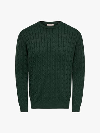 ONSLOUI REG 12 CABEL CREW KNIT NOOS Erkek Yeşil Kazak - OS22033762