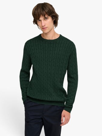 ONSLOUI REG 12 CABEL CREW KNIT NOOS Erkek Yeşil Kazak - OS22033762