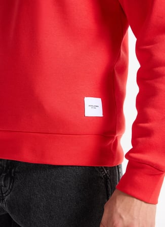 Jack & Jones Dik Yaka Kırmızı Erkek Sweatshırt 12299799 JORNEWOVE SWEAT SMU
