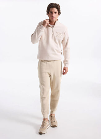 Jack & Jones Dik Yaka Krem Erkek Sweatshırt 12299799 JORNEWOVE SWEAT SMU
