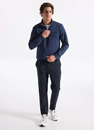 Jack & Jones Dik Yaka Lacivert Erkek Sweatshırt 12299799 JORNEWOVE SWEAT SMU
