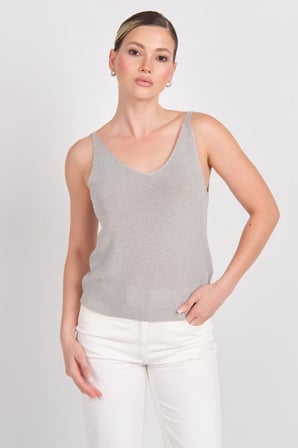 ONLSHINA SL GLITTER TOP KNT Kadın Gri Bluz - 15322379