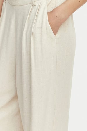 Only Keten Karışımlı Yüksek Bel Bol Paça Pantolon Bayan PANTOLON 15370398 TAŞ