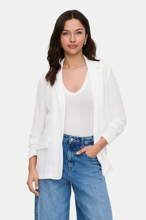 Only Onlita Regular Fit Kruvaze Yaka Blazer Ceket Bayan CEKET 15370275 BEYAZ