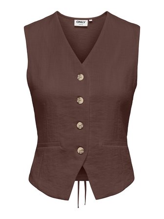 ONLITA S/L LINEN LOOK WAISTCOAT TLR Kadın Kahverengi Yelek - 15370277