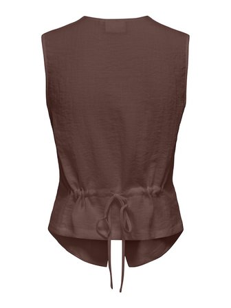 ONLITA S/L LINEN LOOK WAISTCOAT TLR Kadın Kahverengi Yelek - 15370277