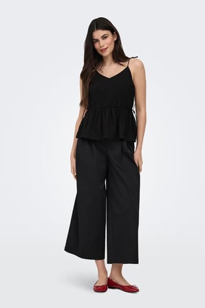 Only Onlnele Regular Fit V Yaka Bağlama Detaylı İnce Askılı Bluz Bayan BLUZ 15370325 SİYAH