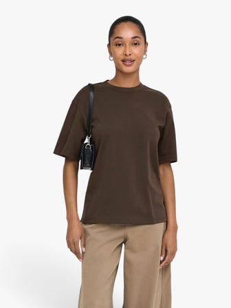 ONLSUPERIOR SS ONECK LOOSETOP JRS NOOS Kadın Kahverengi T-Shirt - 15377604