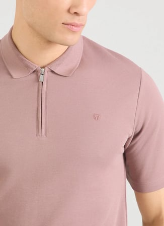 Jack & Jones Pembe Erkek Regular Fit Polo T-Shirt 12292992 JPRBLAETHAN SS ZIP POLO SN