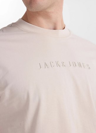 Jack & Jones Bej Erkek Normal Fit Logo Baskılı T-Shirt 12273070 JCORECHARGE MOLD TEE CNECK