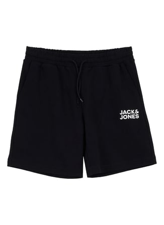 Jack & Jones Siyah Erkek Normal Fit Logo Baskılı Sweat Şort 12300731 JPSTKARLNEWPLUSHSWEATSHORT