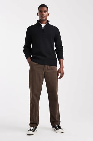 Jack & Jones Premium Regular Fit Yarım Femruarlı Dik Yaka Kazak Erkek KAZAK 12301708 SİYAH