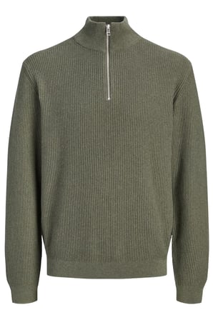 Jack & Jones Premium Regular Fit Yarım Femruarlı Dik Yaka Kazak Erkek KAZAK 12301708 KOYU HAKİ
