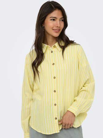 ONLTHYRA LS SHIRT CS WVN Kadın Sarı Gömlek - 15373333