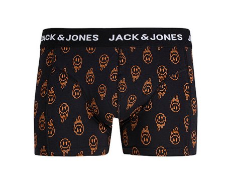 Jack Jones JACDALE SMILEY TRUNKS 3 PACK Erkek Boxer (3'Lü) 12301230-BLACK Siyah