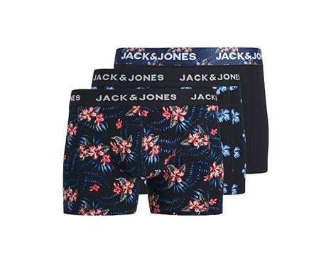 Jack Jones JACLAMINE FLOWER TRUNKS 3 PACK SN Erkek Boxer (3'Lü) 12301206-SKY-CAPTAIN Lacivert
