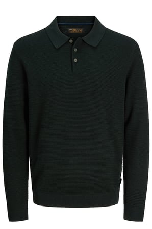 Jack & Jones Pamuklu Regular Fit Düğmeli Polo Yaka Kazak Erkek POLO YAKA KAZAK 12299904 KOYU YEŞİL
