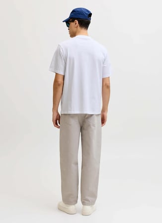 Jack & Jones Beyaz Erkek Normal Palmiye T-Shirt 12295125 JORHYERES MINIMAL TEE NECK
