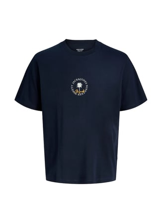 Jack & Jones Lacivert Erkek Normal Logo Baskılı T-Shirt 12295125 JORHYERES MINIMAL TEE NECK