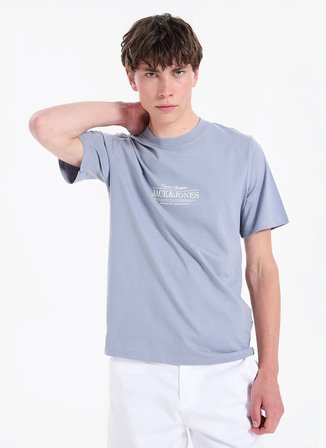 Jack & Jones Gri Erkek Relaxed T-Shirt 12295049 JORCASSIS MINIMALTEE CNECK