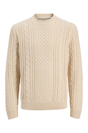 Jack & Jones Erkek Jprblucallum Bisiklet Yaka Pamuklu Örme Kazak 12299945 Krem