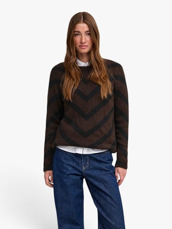 ONLELIZA L/S PULLOVER KNT NOOS Kadın Kahverengi Kazak - 15191792