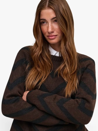 ONLELIZA L/S PULLOVER KNT NOOS Kadın Kahverengi Kazak - 15191792