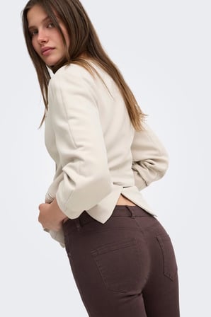 Only Onlblush Pamuklu Orta Bel Geniş Paça Jeans Kadın KOT PANTOLON 15379119 KOYU KAHVE