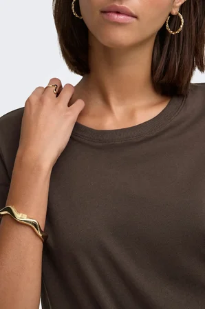 JDY Kadın Jdyrex Bisiklet Yaka %100 Pamuk T-Shirt 15344612 Kahverengi
