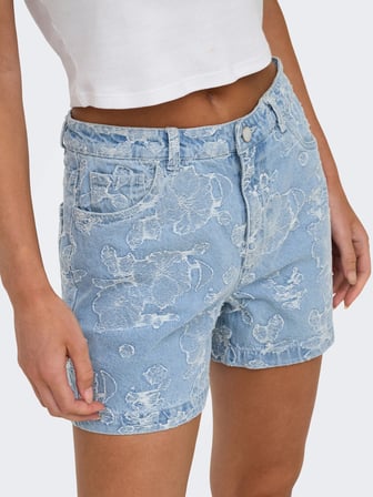 ONLPHINE-AUDE JAQUARD DNM SHORTS QYT Kadın Mavi Şort - 15379250