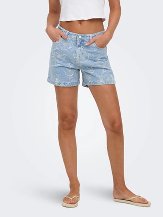 ONLPHINE-AUDE JAQUARD DNM SHORTS QYT Kadın Mavi Şort - 15379250