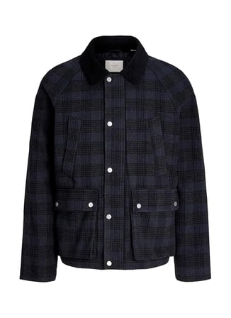 Jack & Jones Siyah Erkek Ekoseli Ceket 12300436 JORSALAMANCO BARN JACKET