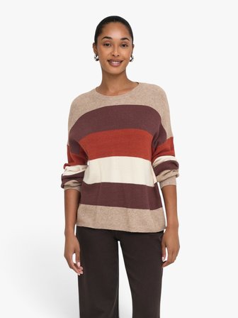 ONLATIA L/S STRIPE PULLOV KNT NOOS Kadın Beyaz UK Gömlek - 15220044