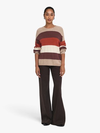 ONLATIA L/S STRIPE PULLOV KNT NOOS Kadın Beyaz UK Gömlek - 15220044