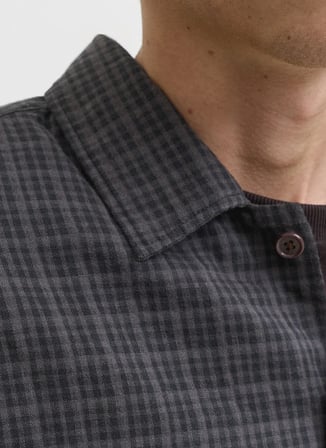 Jack & Jones Siyah Erkek Rahat Kareli Gömlek 12301356 JPRBLUCALEB L/S SHIRT