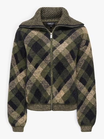 ONLMAROON LS ZIP COLLAR CARDIGAN KNT Kadın Yeşil Hırka - 15358211