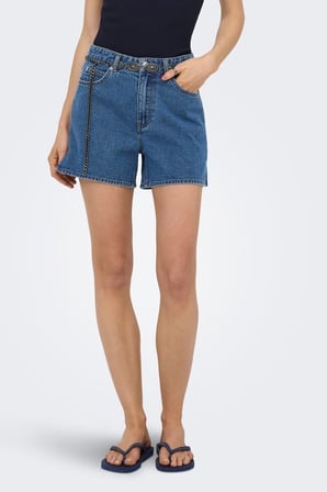 Only Onlvega Regular Fit Normal Bel Kot Short Bayan SHORT 15375433 MAVİ