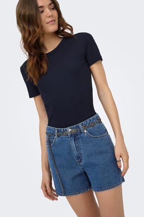 Only Onlvega Regular Fit Normal Bel Kot Short Bayan SHORT 15375433 MAVİ