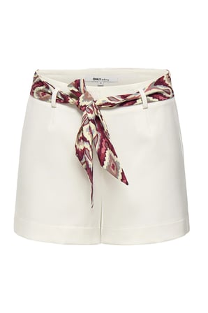 Only Onladora Regular Fit Yüksek Bel Bağlama Detaylı Short Bayan SHORT 15374573 KREM