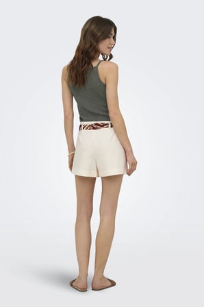Only Onladora Regular Fit Yüksek Bel Bağlama Detaylı Short Bayan SHORT 15374573 KREM